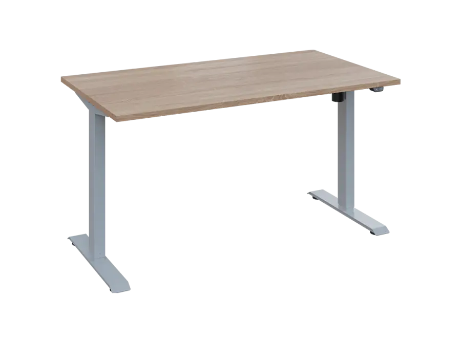 Flexi 28-14 výškově nastavitelný stůl, kovová podnož stříbrná, deska 25 mm, široký 1400 mm, dub bardolino